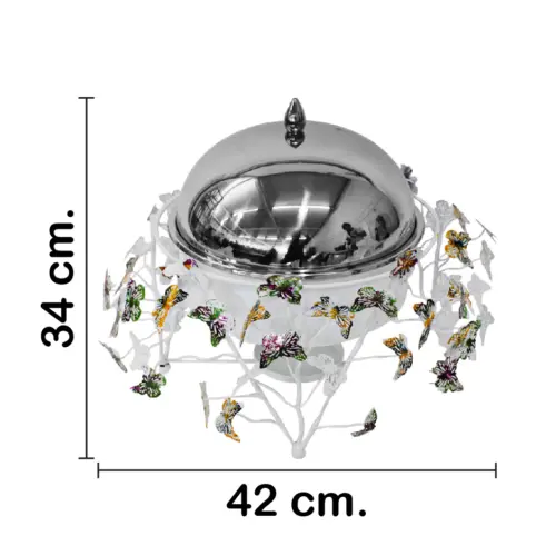 Buffetera de aluminio con acero plateado de 3 litros de 42x42x34cm
