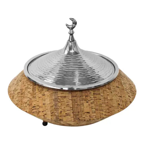 Buffetera de aluminio con acero color madera de 5 litros de 43x43x34cm