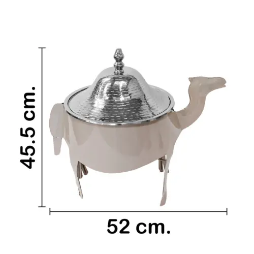 Buffetera de aluminio con acero plateado diseño camello de 5 litros de 53x33x46cm