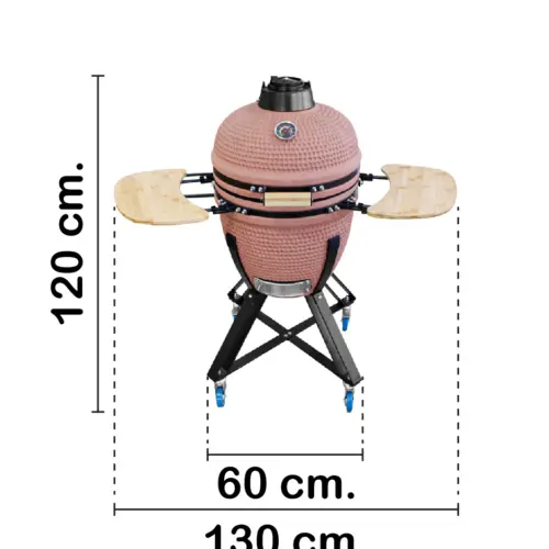 Parrilla de cerámica a carbón color terracota de 133.5×68.5×123/46.5/83.5cm