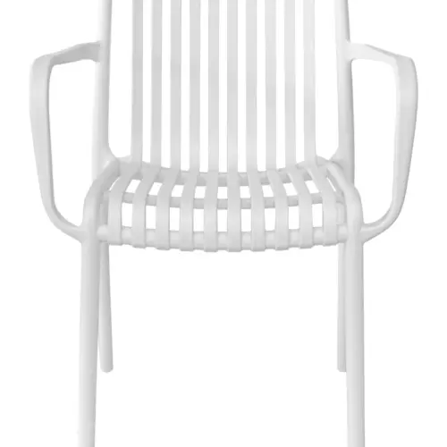 Silla de plástico diseño tiras blanca con descansabrazos de 58x57x80cm