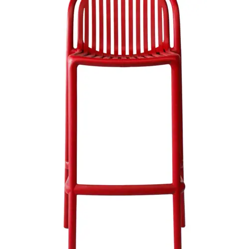 Silla de bar de plástico roja de 49x49x103.8cm