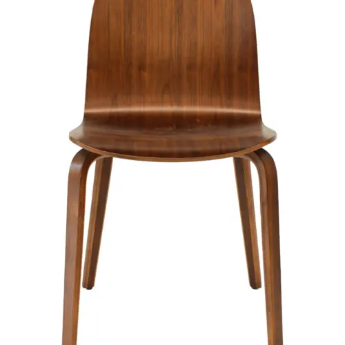 Silla imitación madera café sin descansabrazos