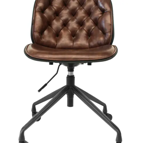 Silla de polipiel café con ruedas