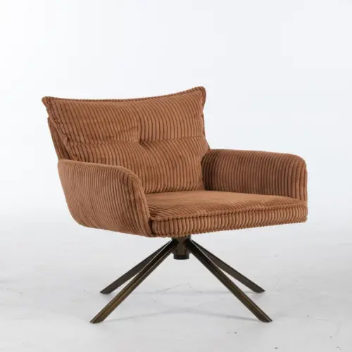 Sillon giratorio de tela marrón de 59x63x90cm peso soportado136kgs