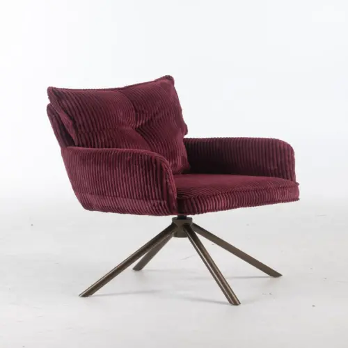 Sillon giratorio de tela guinda de 59x63x90cm peso soportado136kgs