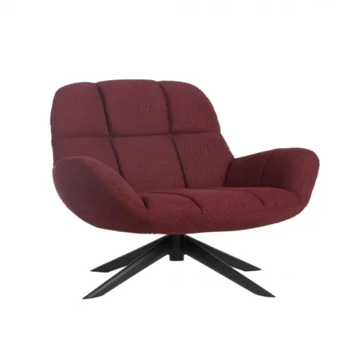 Sillón giratorio de tela guinda de 72x81x89cm peso soportado136kgs