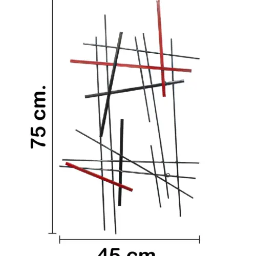 Cuadro de metal diseño líneas rojas grises y negras de 74.3×45.7×2.5cm