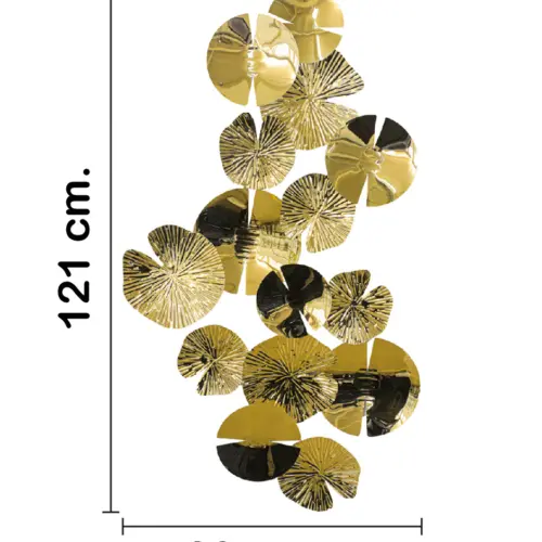Cuadro de metal diseño hojas doradas de 123.2×70.5×5.7cm
