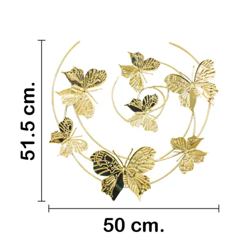 Cuadro de metal diseño mariposas doradas de 49.5×52.1×3.2cm