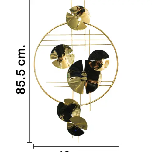 Cuadro de metal diseño círculos dorados de 85.7×48.9×3.8cm