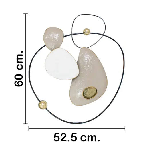 Cuadro de metal diseño abstracto blanco con café de 60.3×52.1×5.1cm