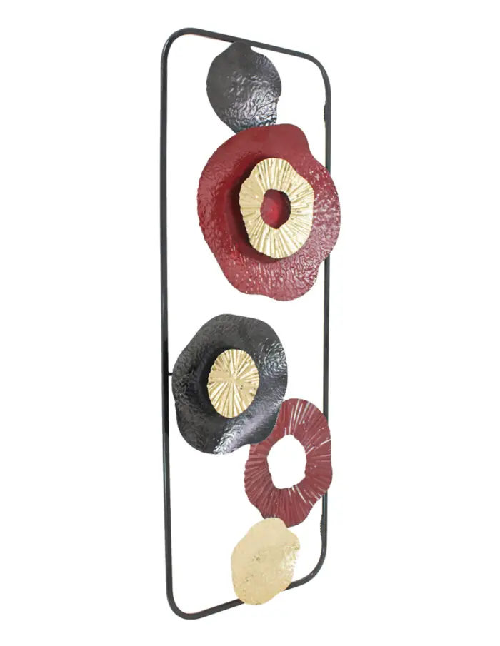 Cuadro de metal diseño hojas rojas con dorado y negras de 28.6x74.3x3.2cm - Image 3