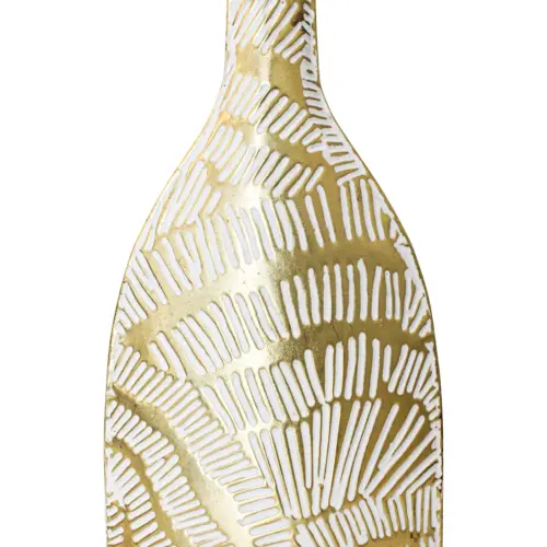 Florero de metal dorado con blanco de 26.0×9.5×47.0cm
