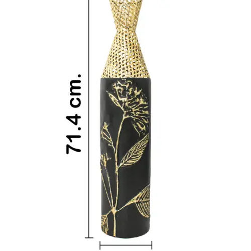 Florero de metal negro con dorado de 13.3×71.1cm