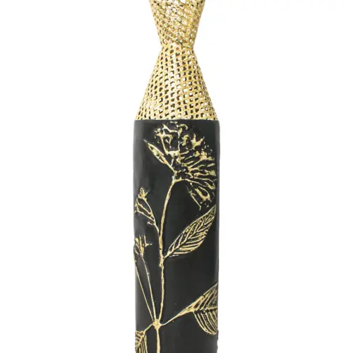Florero de metal negro con dorado de 13.3×61.0cm