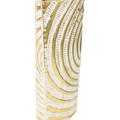 Florero de metal blanco con circulos de 22.9×10.8×59.7cm