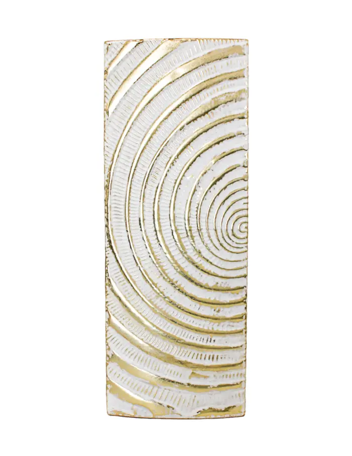 Florero de metal blanco con semi circulos de 16.5x8.9x49.5cm - Image 3