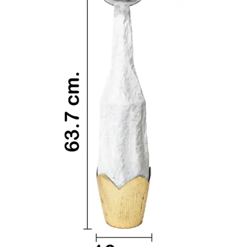 Florero de metal blanco con dorado de 15.9×15.9×64.1cm