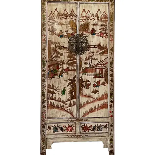 Armario de madera de 2 puertas y 2 cajones con estampado de 80x39x174cm