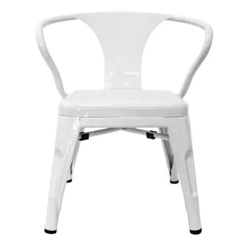 Silla infantil de metal galvanizada con descansabrazos blanca de 32x32x45cm