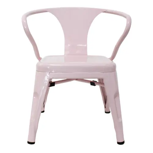 Silla infantil de metal galvanizada con descansabrazos rosa de 32x32x45cm