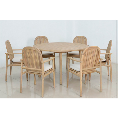 Mesa con 8 sillas de madera acacia natural 