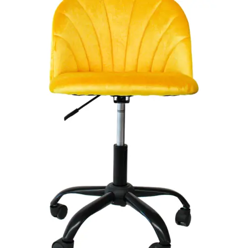 Silla de terciopelo amarillo con ruedas de 55x51x77cm