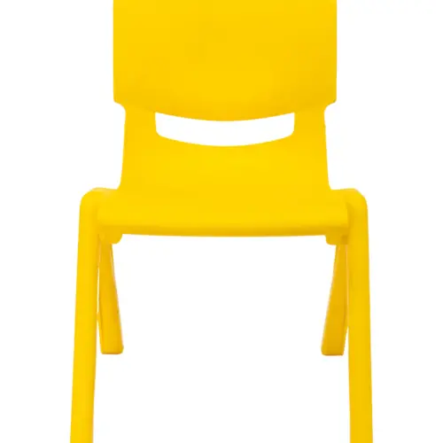 Silla de plástico infantil amarilla sin descansabrazos de 40x32x50cm