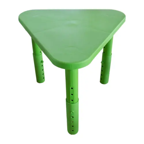 Mesa de plástico infantil verde diseño triangulo y altura ajustable de 65x66x55cm