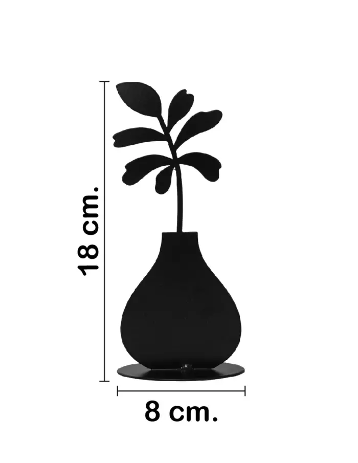 Florero de metal negro con flor negra de 18x8x4cm - Image 2