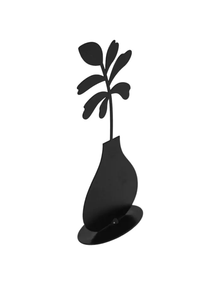 Florero de metal negro con flor negra de 18x8x4cm - Image 3