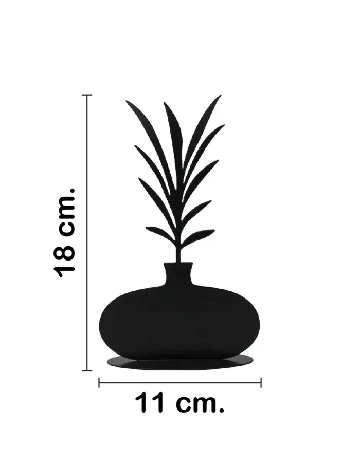 Florero de metal negro con flor negra de 19x11x4cm - Image 2