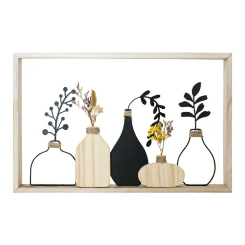 Cuadro de madera con floreros de 50x3x32cm