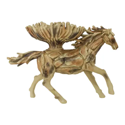 Caballo de poliresina con base imitacion madera de 37.5×19.5x25cm