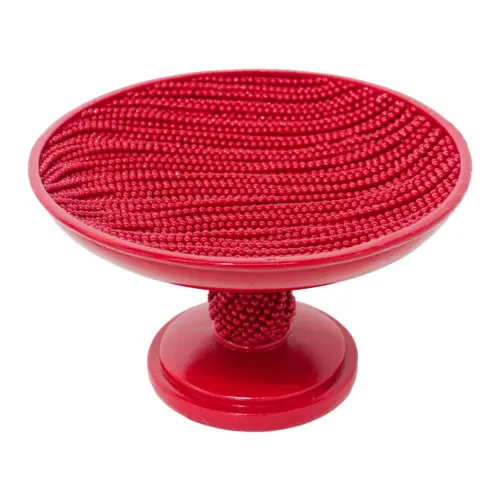 Frutero de poliresina diseño tejido rojo de 22x22x13.5cm