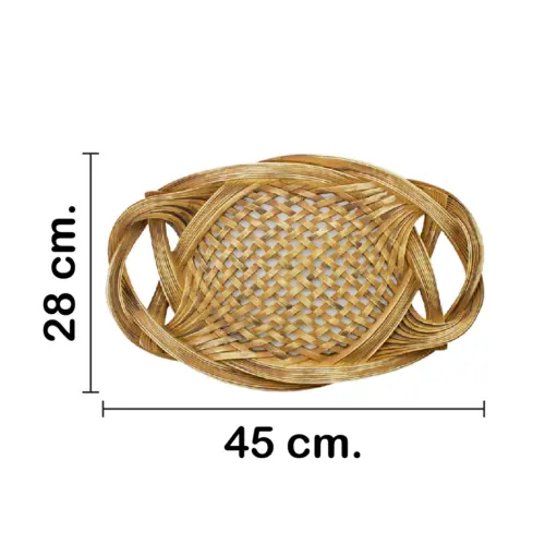 Charola de poliresina diseño tejido cafe de 45×18.5x6cm