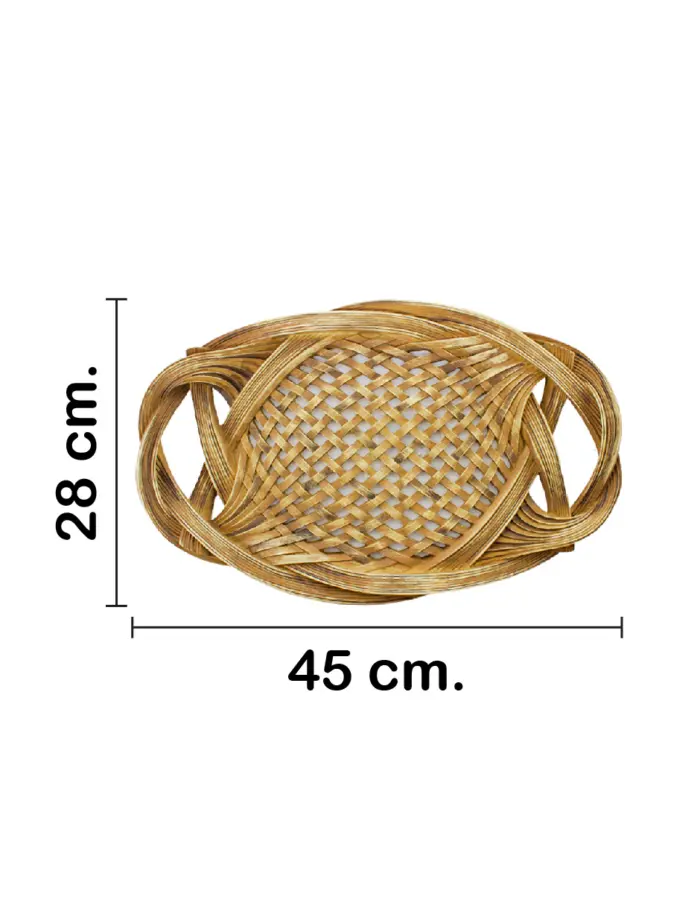 Charola de poliresina diseño tejido cafe de 45x18.5x6cm - Image 2