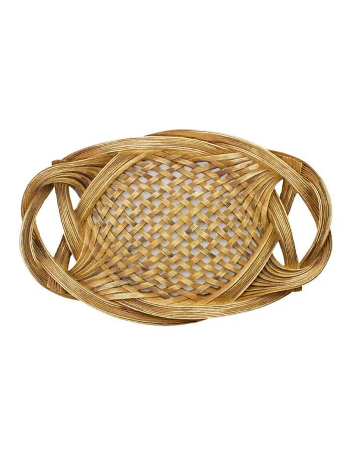 Charola de poliresina diseño tejido cafe de 45x18.5x6cm - Image 3