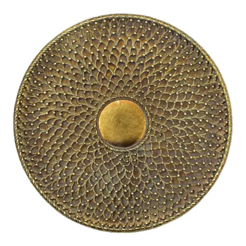Platón de poliresina dorado con bronce de 30x30x2.7cm