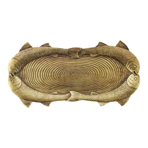Base de poliresina diseño peces en la orilla dorada de 28.5x14x2.2cm