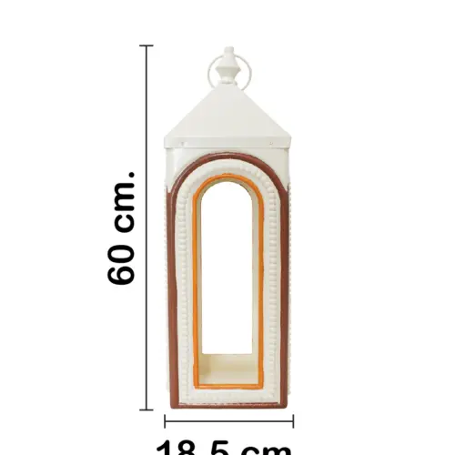 Linterna de madara beige con cafe de 7.25×7.25x24cm
