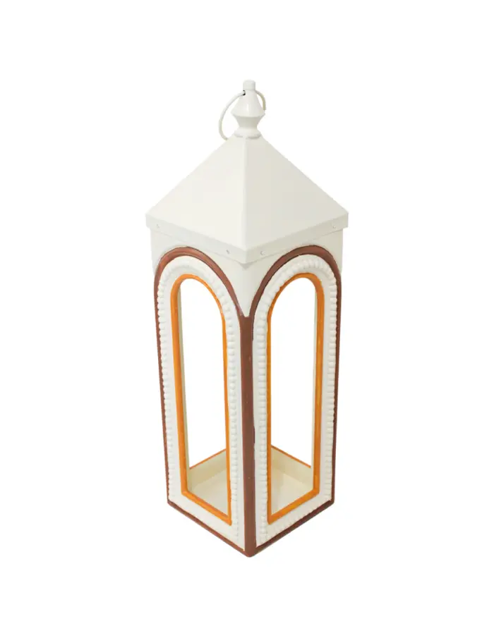 Linterna de madara beige con cafe de 7.25x7.25x24cm - Image 3