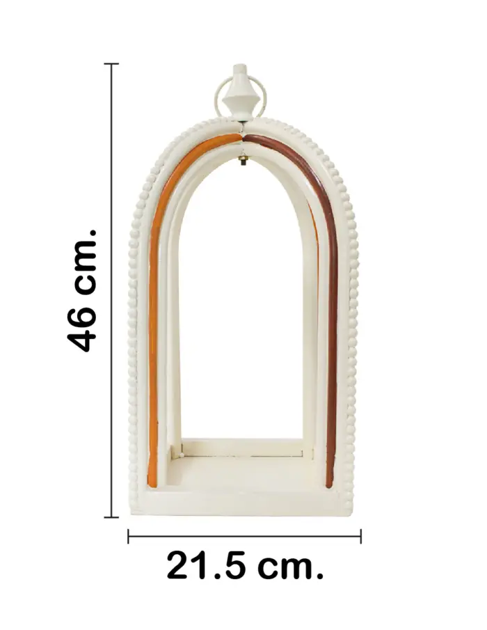 Linterna de madera beige con cafe de 8.25x8.25x18cm - Image 2