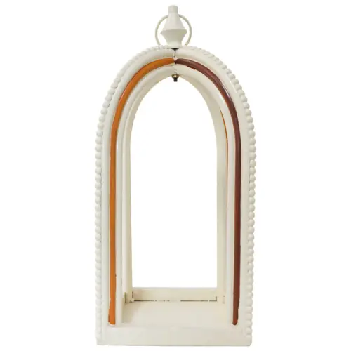 Linterna de madera beige con cafe de 6.25×6.25×16.75cm