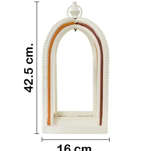 Linterna de madera beige con cafe de 6.25×6.25×16.75cm
