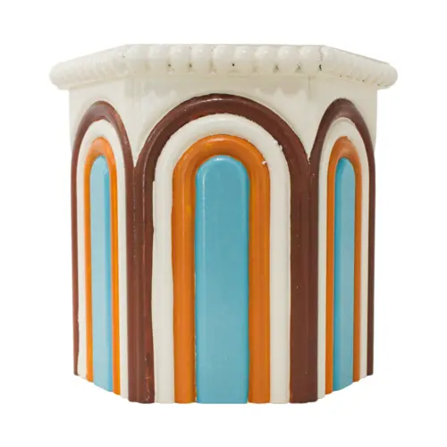 Taburete de madera azul y marron de 9.25×8.5×8.5cm