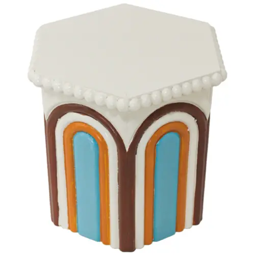 Taburete de madera azul y marron de 9.25×8.5×8.5cm
