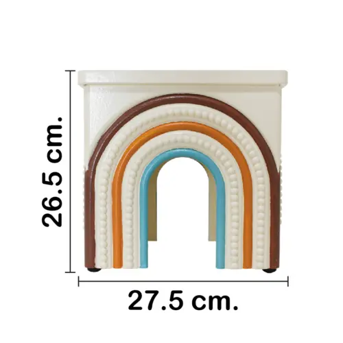 Taburete de madera azul y marron de 10.75×10.25×10.75cm