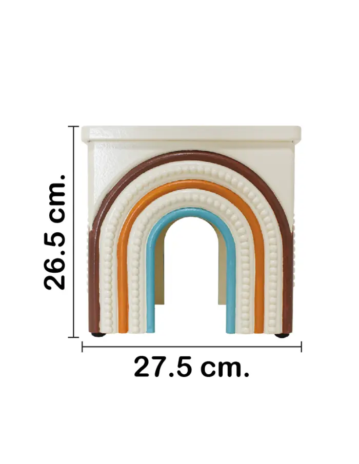 Taburete de madera azul y marron de 10.75x10.25x10.75cm - Image 2